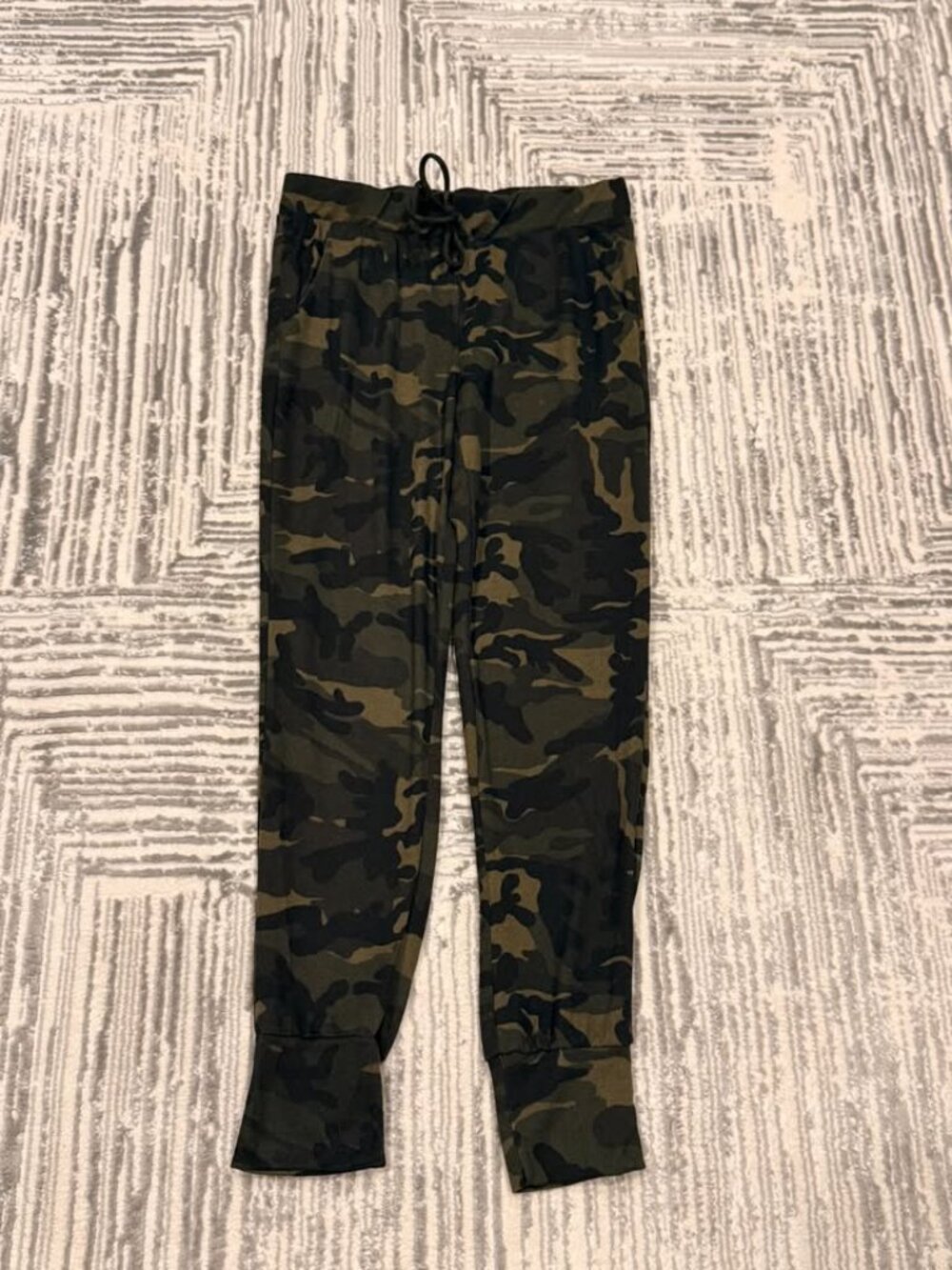 NEW May Pink women's small green/black camo joggers